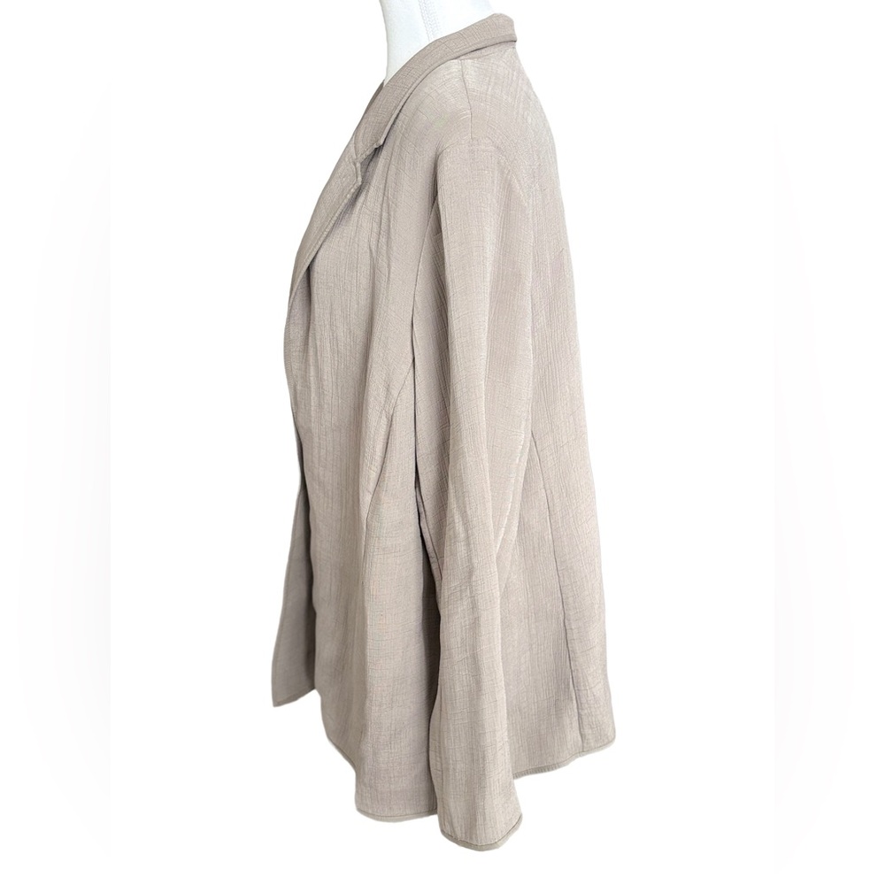 Eileen Fisher Silk Blend Open Front Jacket Taupe Textured Blazer Size 1X - Picture 2 of 5